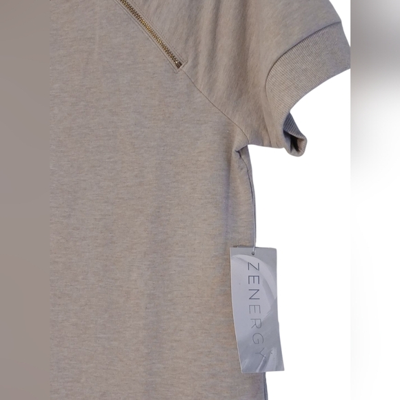 Chico's Zengery- NWT, Tan Shift Dress, Pockets, Working Zipper Accents, Slits, - Picture 6 of 12